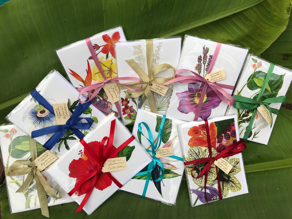Tropical Botanical 5 greeting cards set